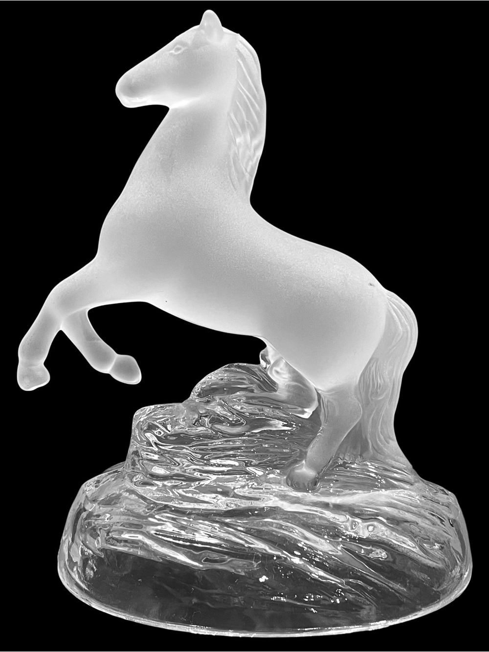 Vintage 1990s Crystal D'Arques France Clear Lead Crystal Rearing Horse Figurine